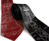 Project Mercury Necktie, crimson & black silk ties.