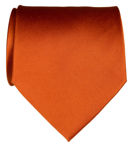 Pumpkin Spice Necktie. Medium Orange Solid Color Woven Silk Tie, No Print