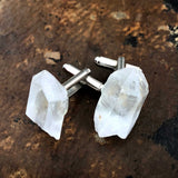 Quartz Crystal Cufflinks, raw stone crystal cuff links