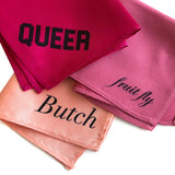 Naughty Hankies: Queer, Butch and Fruit Fly Printed Pocket Squares, by Cyberoptix