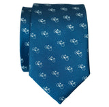 Tiny Racing Bike French Blue Necktie, Bicycle Pattern Tie, by Cyberoptix