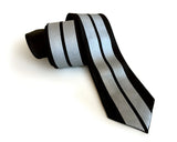 Racing Stripes silk necktie: metallic silver on black tie