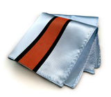 Racing stripes pocket square: Gulf-inspired Livery.