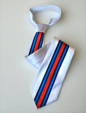Racing stripes necktie: Martini-inspired Livery. White tie.