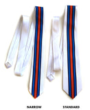 Racing stripes necktie: Martini-inspired Livery. White tie.