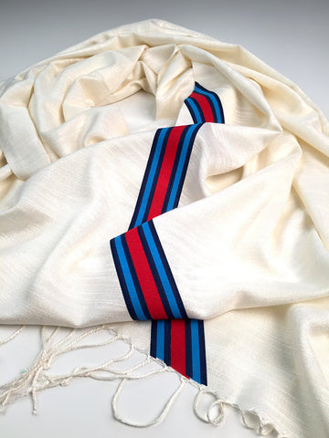 Racing Stripes Scarf: Shaken & Stirred linen-weave pashmina