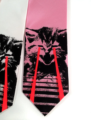 Angry Raving Laser Kitten Silk Necktie