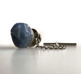 Raw Sapphire Tie Tack, blue gemstone tie pin