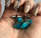 Turquoise Cufflinks, natural raw stone cufflinks