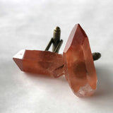 Red Quartz Cufflinks, Hematoid quartz crystal cuff links