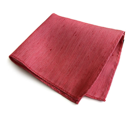Red Linen Pocket Square. Solid Color, Rouge River