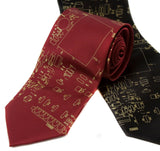 Circuit Board necktie. Gold on burgundy and black.