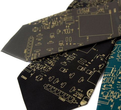Circuit Board Necktie: Resistors & Capacitors silk tie.