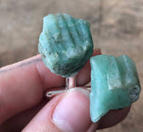 Raw Emerald Crystal Cufflinks, green beryl stone cufflinks