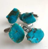 Turquoise Cufflinks, natural raw stone cufflinks