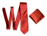 Rust Red Solid Color Pocket Square. Medium Red Satin Finish for weddings, No Print, by Cyberoptix