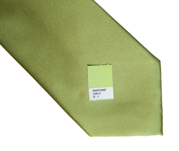 Sage Green Necktie. Yellow-Green Solid Color Satin Finish