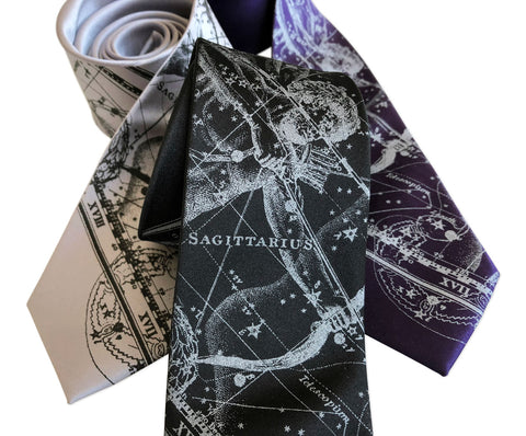 Sagittarius Necktie, Zodiac Constellation Print Tie