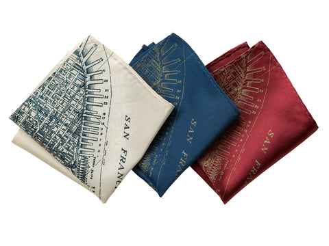 San Francisco Bay Map Pocket Square. Old California Map Print