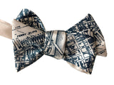 San Francisco Bay Map Bow Tie. Navy Blue on Cream Tie, by Cyberoptix