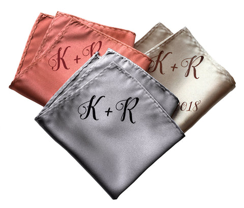 Initials Pocket Square. Personalized Custom Monogram