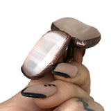 Selenite Electroformed Cufflinks, polished stone & copper cuff links, by Cyberoptix
