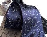 Serotonin & Dopamine Navy Necktie, Science Tie, by Cyberoptix