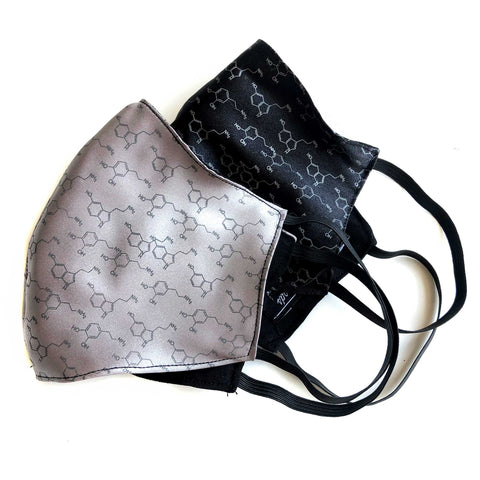 Serotonin & Dopamine Molecule Face Mask, adjustable fabric face cover