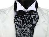  Silver ink on black ascot.