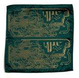 green and gold Circuit Board pocket square