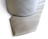 Solid color woven silver herringbone silk necktie, by Cyberoptix