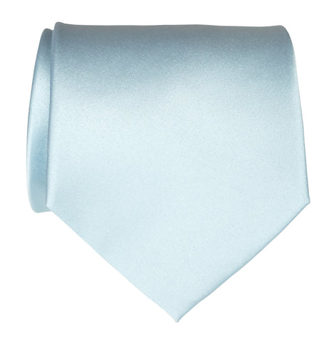 Sky Blue Necktie. Light Blue Solid Color Satin Finish Tie, No Print
