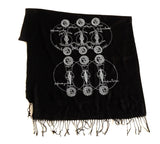 Solar & Lunar Eclipse scarf: silver on black pashmina