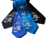 Apollo Soyuz Necktie. White on navy, royal blue, electric blue, black.