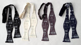 Space Shuttle bow ties: Ice blue ink on black, cream, charcoal, navy bow ties.