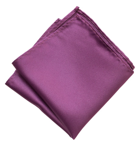 Spiced Wine Pocket Square. Medium Purple Solid Color Satin Finish, No Print