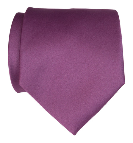 Spiced Wine Necktie. Medium Purple Solid Color Satin Finish Tie, No Print