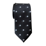 Sputnik Necktie, Silver on Black Satellite Print Tie, by Cyberoptix