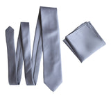 Steel necktie, dark grey solid color wedding tie by Cyberoptix Tie Lab
