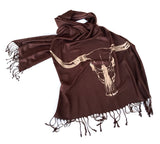 espresso brown longhorn skull scarf