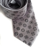 Straight Shooter Necktie: Black on silver.