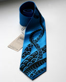 Electric Blue octopus tentacle necktie.