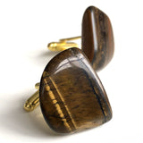 Tigers Eye Cufflinks, freeform polished stone cufflinks