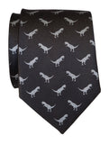 Tiny T-Rex Print Black Necktie, Dinosaur Pattern Tie, by Cyberoptix
