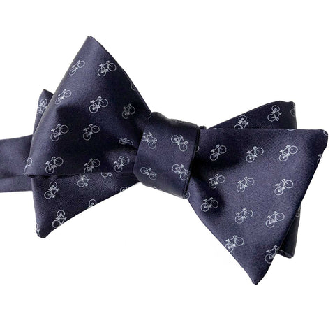 Racing Bike Bow Tie, Tiny Bicycle Print Tie