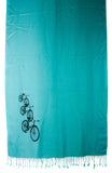 teal pashmina with bike print
