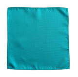 Plain Turquoise wedding pocket square, by Cyberoptix. Blue-green fine woven stripe texture, no print