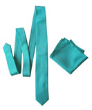 Turquoise wedding pocket square and tie, by Cyberoptix. Blue-green fine woven stripe texture, no print