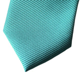 Turquoise mens tie. Solid color woven fine-stripe necktie, no print. By Cyberoptix