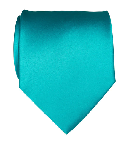 Turquoise Necktie. Solid Color Satin Finish Tie, No Print
